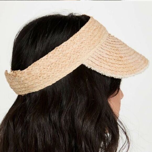 Hat Attack Pocket Visor Woven Rafia Adjustable Women's One Size Natural Summer - Picture 2 of 15